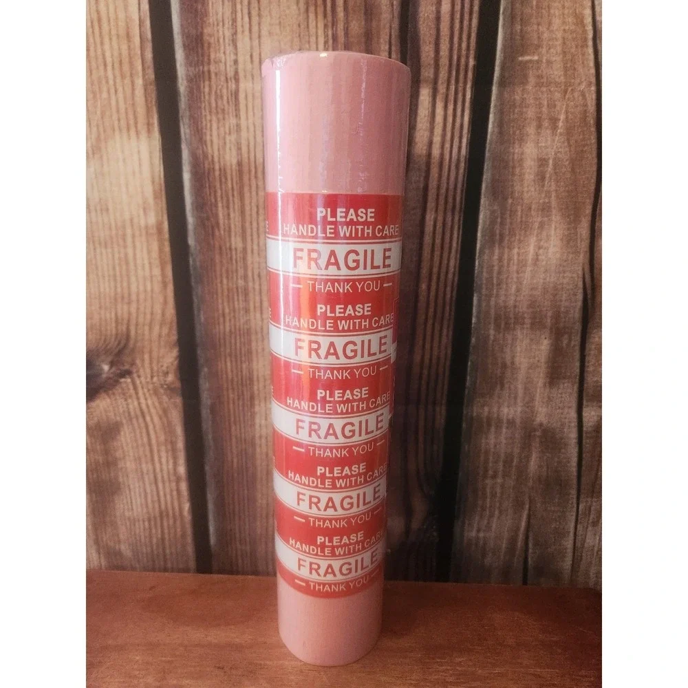 XFasten Pink Honeycomb Packing Paper 15 Inch x 131 Foot Roll w/ Fragile Stickers
